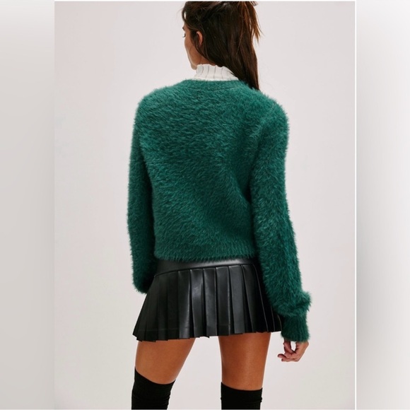 Free People Celeste Cardi Sweater Top in Uncut Emerald Small - Picture 3 of 9